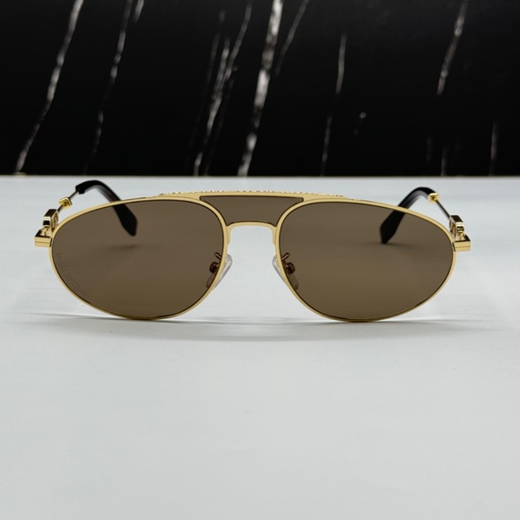 NEW FE40072U 30E FENDI GOLD BROWN OVAL UNISEX FENDI SUNGLASSES main image 11